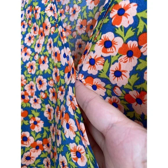 Floral Wrap Maxi Dress With Ruffled Hem & Short Sleeves By Prettygarden Size L - Picture 9 of 9